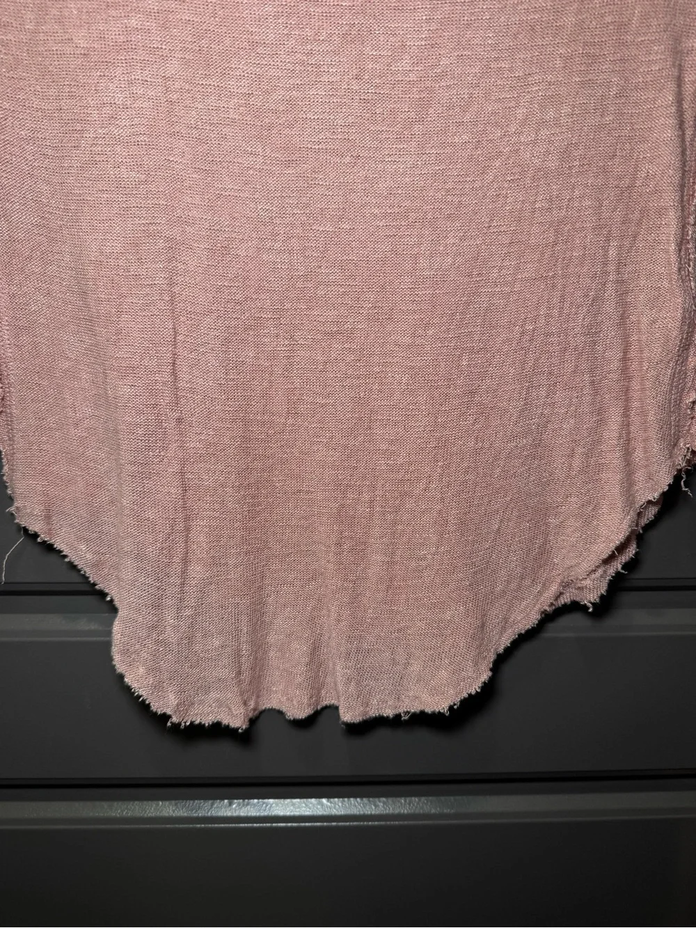 Long-Sleeve Tee in Blush Pink with Contrast Neck